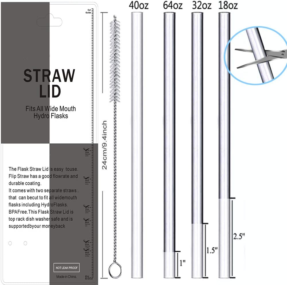 하이드로 플라스크 와이드 입수통을 위한 HSuner Straw Lid - 2 팩 리크루프 2 사일런트 실리콘 스트로즈 2 스트로 브러쉬 2 대부분의 스포츠 물병을 위한 두꺼운 방수 링(Black-2) : 스포츠 & 아웃도어