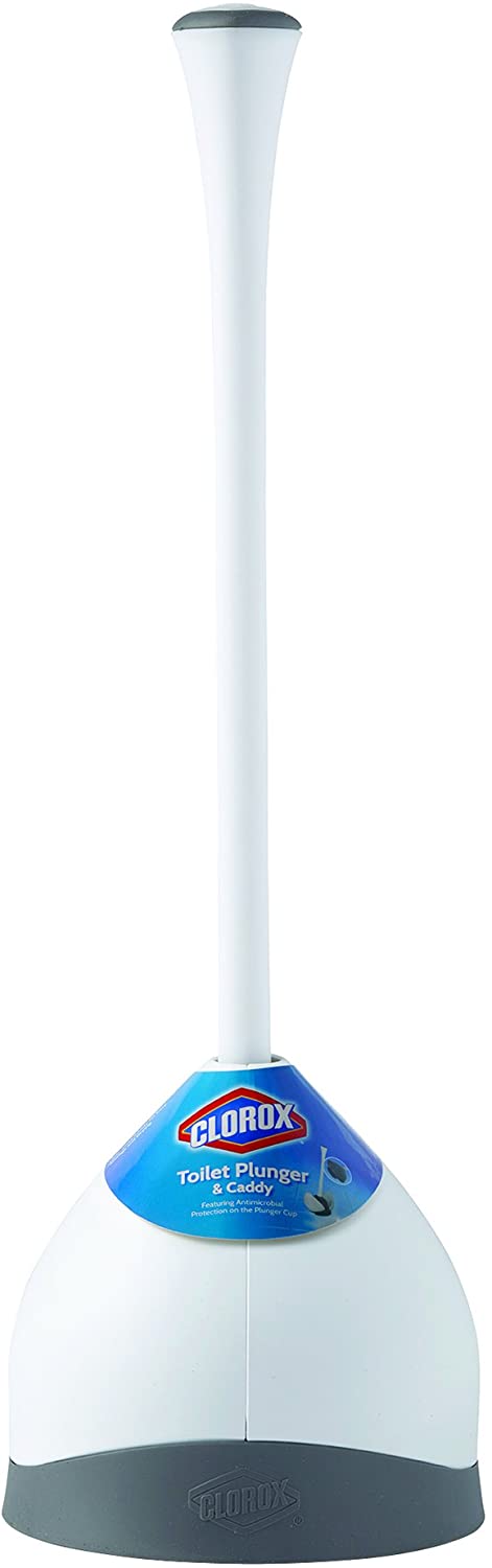 Clorox Toilet Plunger, White/Gray: