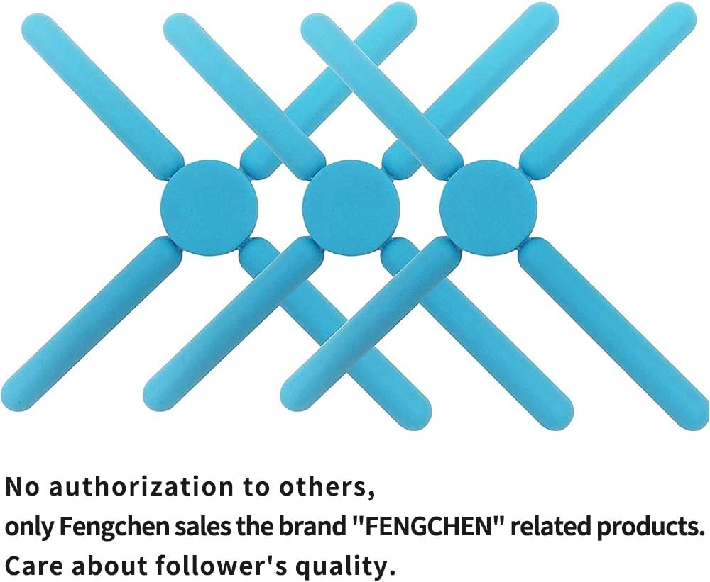 3 / 팩 접이식 삼발이 실리콘, FENGCHEN 접는 삼발이, 미끄럼 방지 접이식 크로스 컴팩트 디자인 확장 가능한 실리콘 냄비 홀더, 파랑