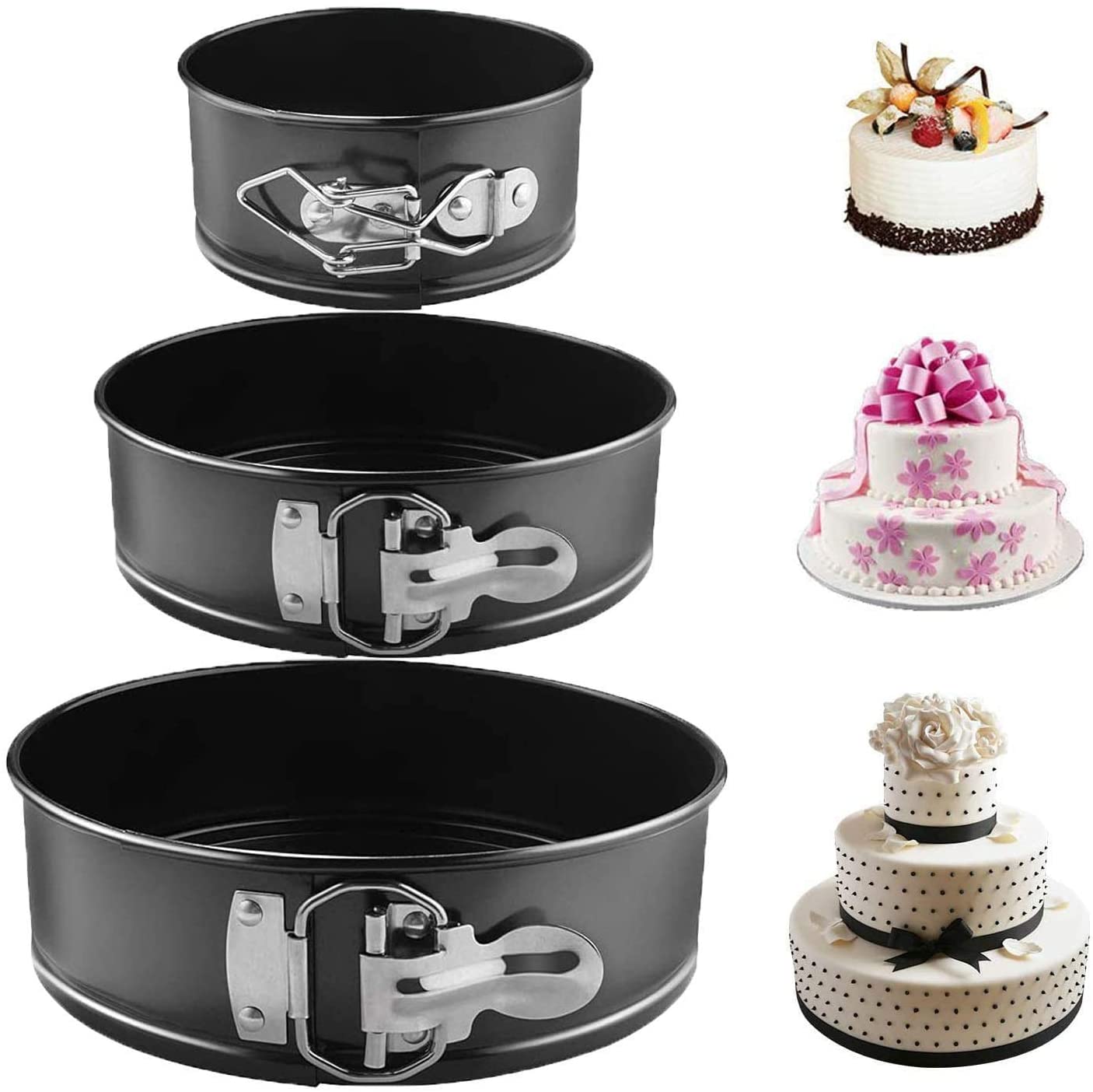 Gx Hong Springform Cake Tins Set, 라운드 케이크 팬 3PCS 4