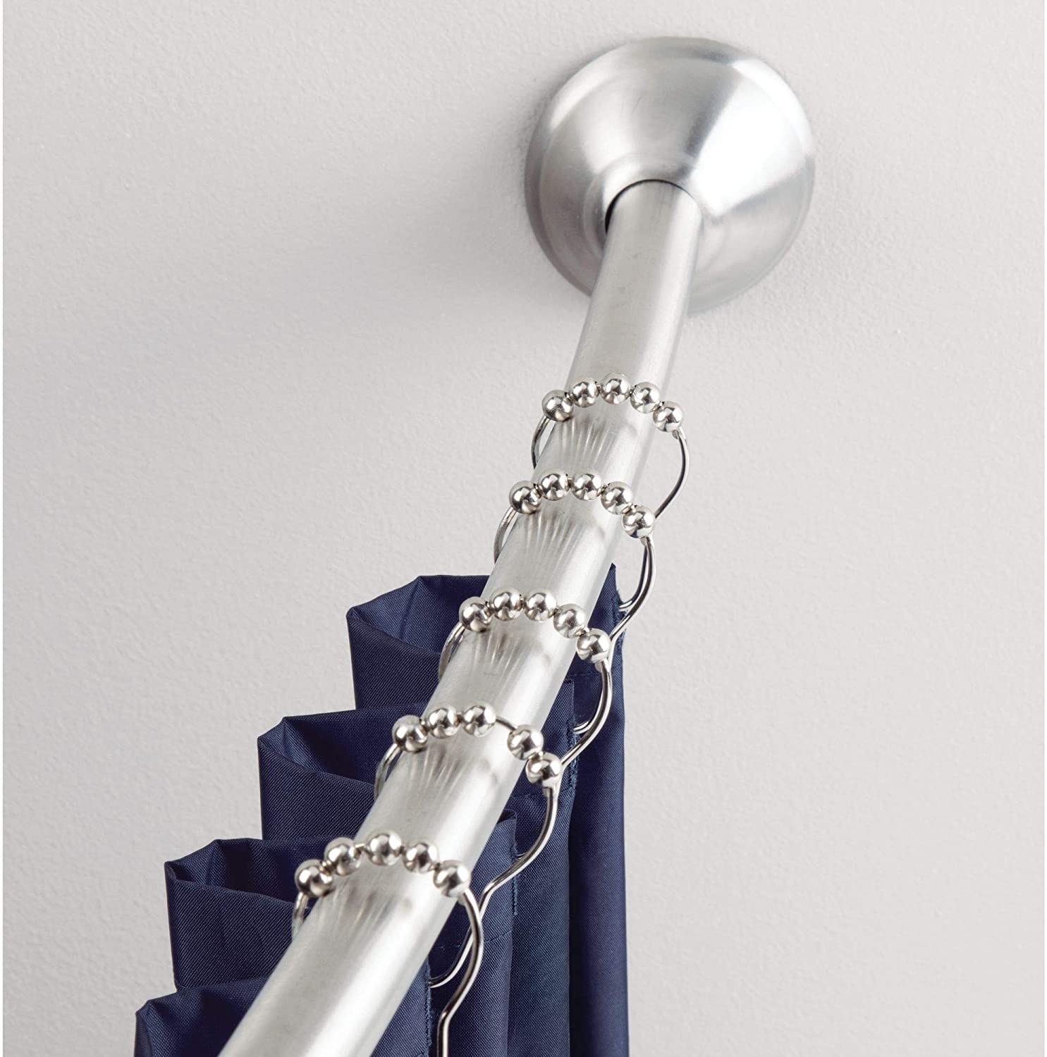 iDesign Curved Metal Shower Curtain Rod, Bathtub, Stall, Closet, Doorway, 41-72인치, Brush Stainless 스틸: Home & Kitchen