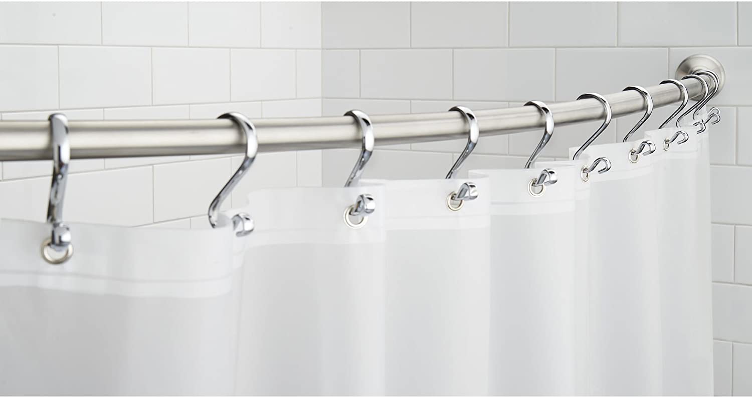 iDesign Curved Metal Shower Curtain Rod, Bathtub, Stall, Closet, Doorway, 41-72인치, Brush Stainless 스틸: Home & Kitchen