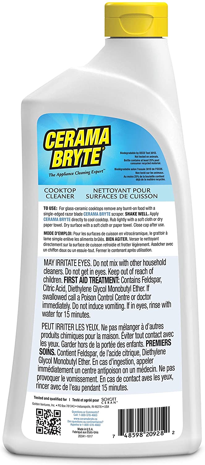 Cerama Bryte Cooktop Cleaner, 28온스, 고강도 Cleaning, Non Scratch, Smooth-Top Cooking Surface 및 기타, 생분해성: