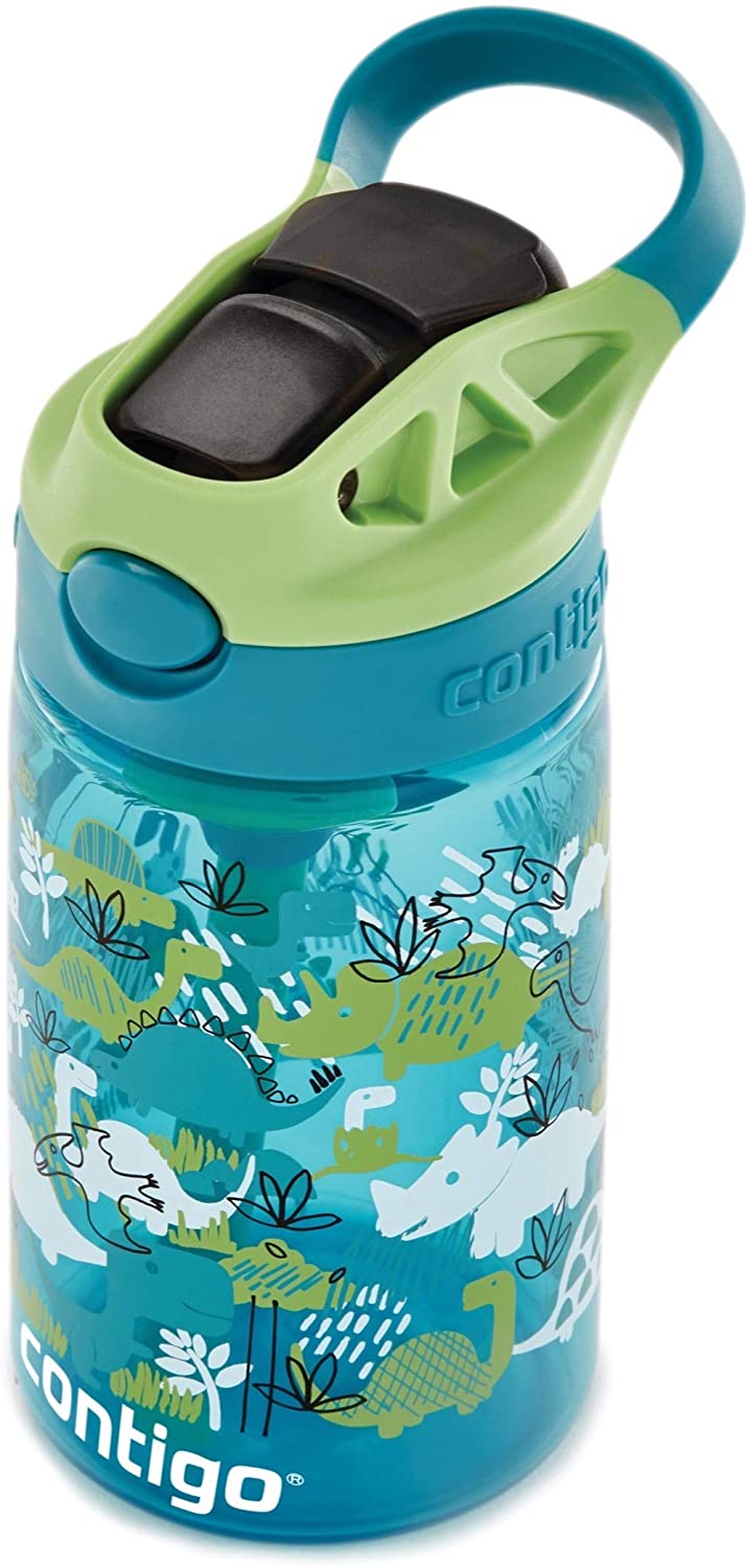 재설계된 AUTOSPOUT 빨대가 있는 Contigo Kids 물병, 14oz., Dino: Kitchen & Dining