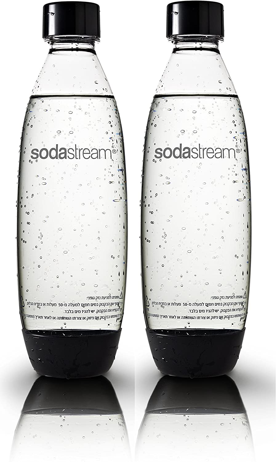 Sodastream 2팩 블랙 1리터 소다 스트림 병 1L 34oz. 긴 청소 브러시 ​​번들 | Fits Play Splash, Source, Power, Spirit, Fizzi Makers: Kitchen & Dining