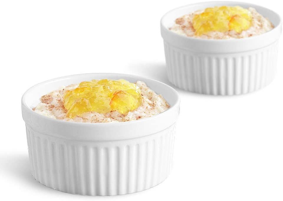 Porcelain Ramekins, SZUAH Ramekin Set of 8, 6oz (3.5 INCH) for Baking, Creme Brulee, Souffle, Appetizer, Custard, Pudding, Dipping Bowl.