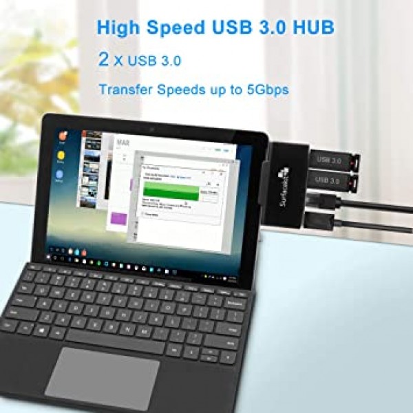 Surface Go 어댑터, 4-in-1 Surface Go Dock 디스플레이 포트-HDMI 확장 USB 허브 고속 듀얼 USB 3.0 포트(5Gps) Surface Go용 4K HDMI USB 콤보 어댑터