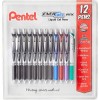 Pentel EnerGel RTX 개폐식 액체 젤 펜, 0.7mm 검정/파랑/빨강/녹색/보라색 잉크, 12팩(BL77O12C)