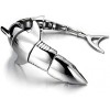 COOLSTEELANDBEYOND Mens Stainless Steel Large Shark Bangle Bracelet Silver Color Polished