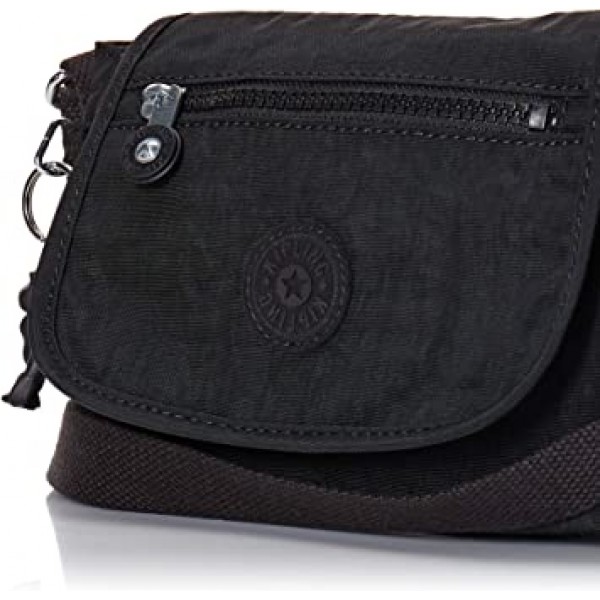 Kipling 여성용 사비안 미니 크로스바디, 가벼운 일상용 지갑, 나일론 숄더백, 블랙 느와르