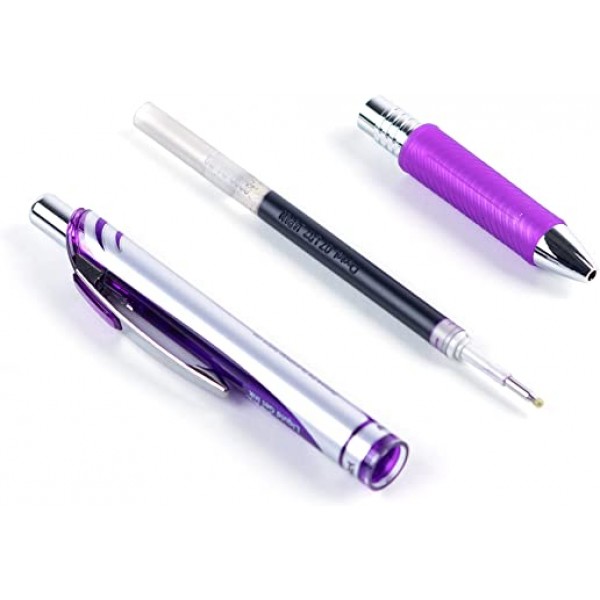 Pentel Energel XM 수납식 젤 펜, 팁 0.7mm, 선 너비 0.35mm - 보라색, 12개들이 팩