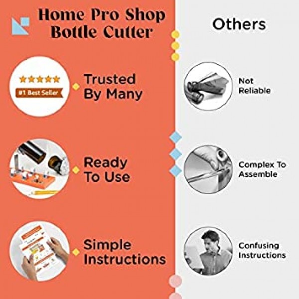 Home Pro Shop 프리미엄 유리병 절단기 키트 - DIY 유리병 절단기 - 맥주 & 안전 장갑 및 와인 병 커터 도구 & 부속품