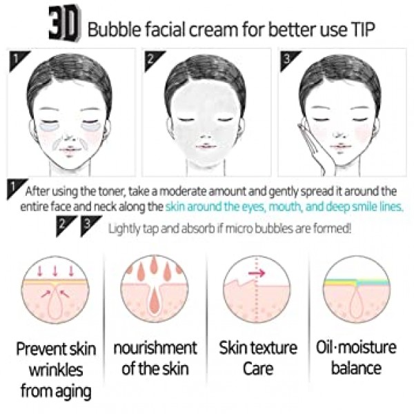 Elizavecca Peptide 3D Fix Elastic Bubble 히알루론산 모이스처라이저 페이셜 크림/버블 페이스 크림/모이스처라이저 크림 for face/2019