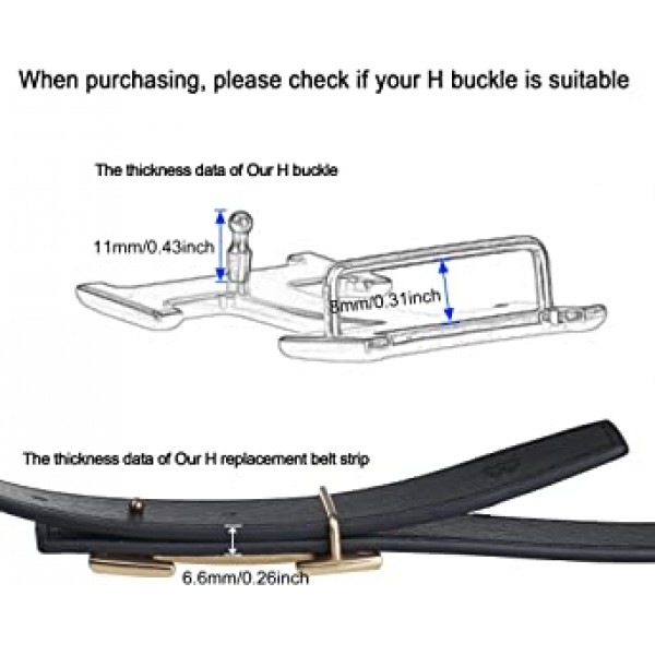 버클 없는 H 가득 차있는 곡물 암소 가죽 벨트 보충 벨트 결박 32mm 폭