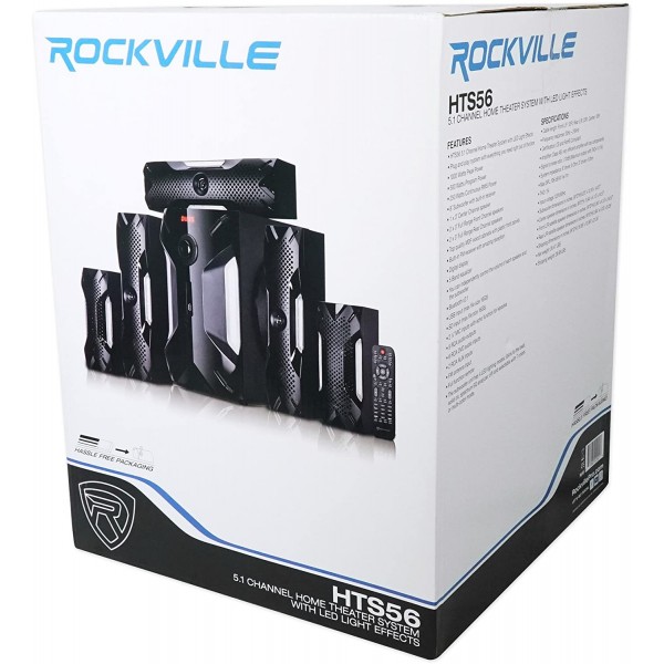 Rockville HTS56 1000w 5.1 채널 홈 시어터 시스템/블루투스/USB 8\