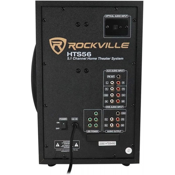 Rockville HTS56 1000w 5.1 채널 홈 시어터 시스템/블루투스/USB 8\