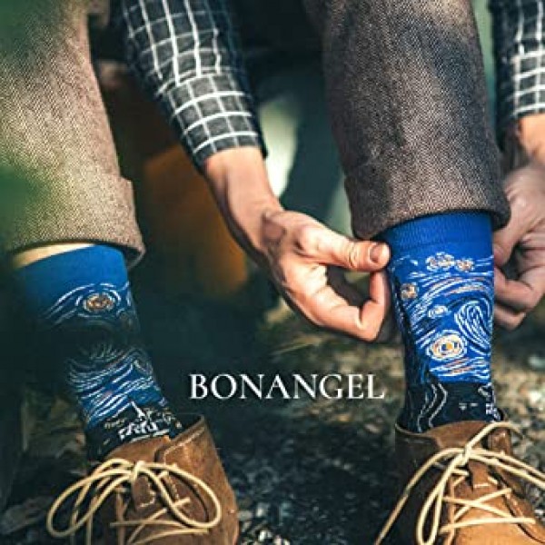 Bonangel Fun Socks, Fun Socks for Men 참신 Crazy Crew Dress Socks, Cool Cute Food Graphic 동물 Socks