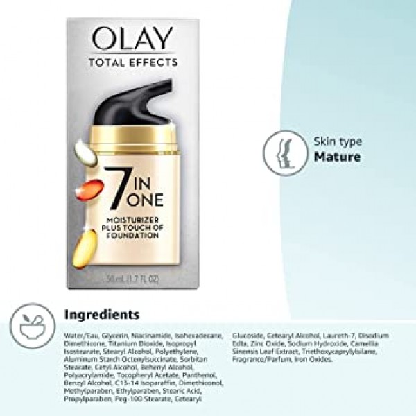 Olay Total Effects Face Moisturizer Touch of Foundation, 1.7 fl oz