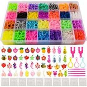 11,860 Rubber Bands Refill Loom Set: 11,000 DIY Loom Bands 500 Clips, 210  Beads, 46 Charms, Loom Bracelet Making Kit for Kids 