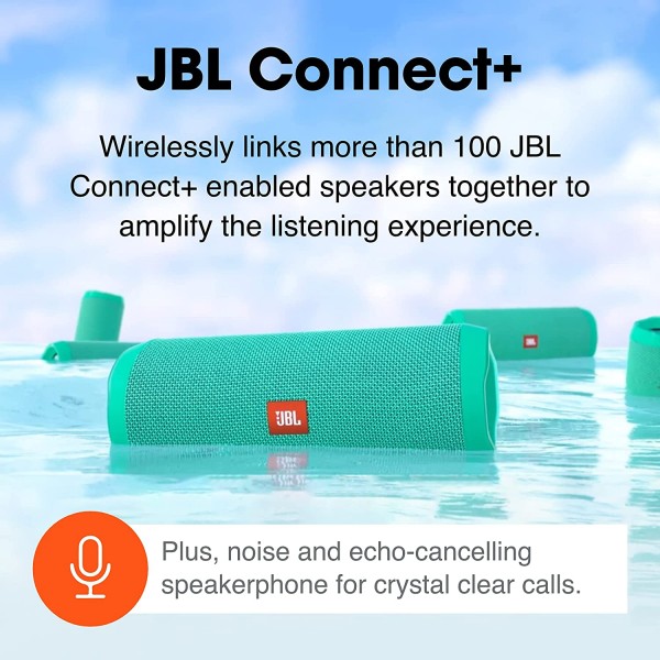 JBL Flip 4, 블랙 - 방수, 휴대용 & 내구성이 뛰어난 Bluetooth 스피커 - 최대 12시간의 무선 스트리밍 - 소음 제거 스피커폰, 음성 지원 & 제이비엘 커넥트