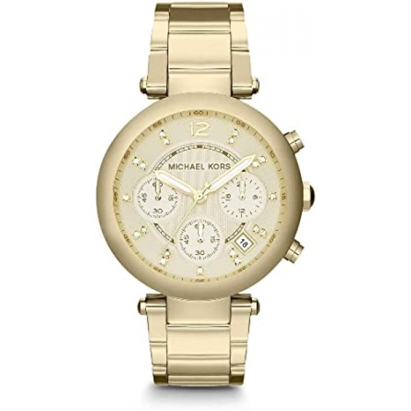 Michael Kors Parker 크로노그래프 Champagne 다이얼 Gold-Tone 여성용 시계 MK5701