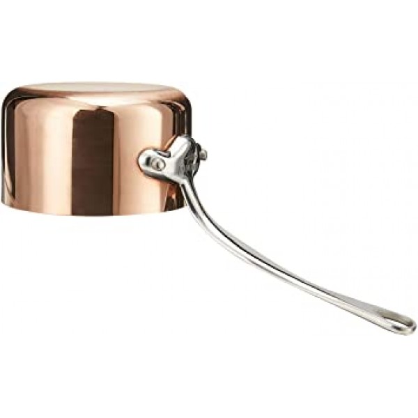 Mauviel Made In France M\'Heritage Copper M150S 뚜껑이 있는 0.9쿼트 냄비, 캐스트 스테인리스 스틸 손잡이.