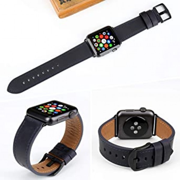 MAIKES Apple Watch 밴드 스트랩 44mm 42mm 40mm 38mm, iWatch SE Apple Watch 시리즈 6 시리즈 5, 시리즈 4/3/2/1 스포츠 및 에디션용 정품 가죽 밴드 교체와 호환 가능