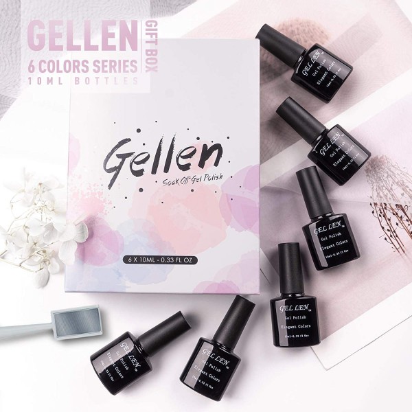 Gellen 고양이 눈 젤 매니큐어 키트 우아함 6 색 - 1pc 자석 완드 포함 딥 리치 젤 색상 네일 아트 매니큐어 세트