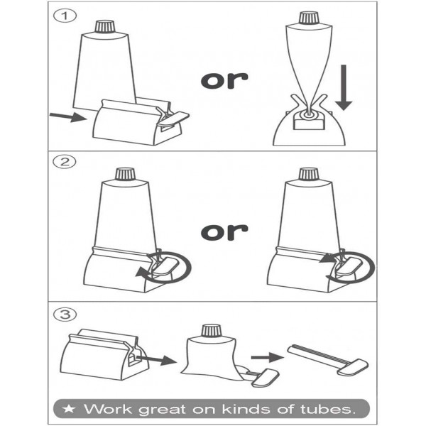 XYKEEY 치약 튜브 압착기 - 치약 압착 롤러 2개 세트, 금속 치약 튜브 링거 시트 홀더 스탠드(스테인리스 스틸)