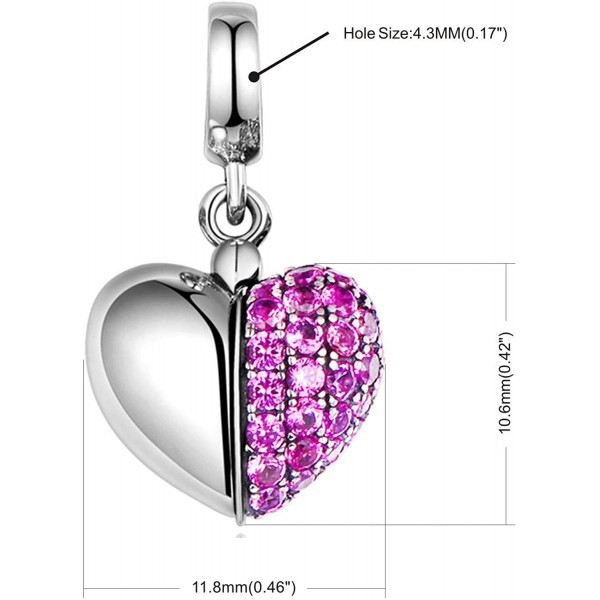 Lovans 925 Sterling Silver Charm I Love You Heart Crystal Bead for DIY Pandora Bracelet