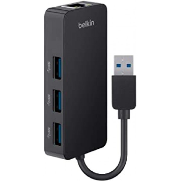 Belkin USB-IF 인증 USB 3.0 3포트 허브(기가비트 이더넷 어댑터 포함), B2B128TT