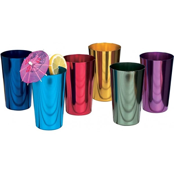 ALUMINUM TUMBLERS Retro Jewel 알루미늄 컬러 텀블러 컵 6개 세트, 멀티컬러,