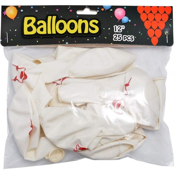 It Pennywise Balloons 발렌타인 데이 장식 무서운 광대 할로윈 Decor 실내 코스프레 자 호의 12inch 라텍스 Balloons White 및 Red [25pcs]