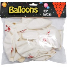 It Pennywise Balloons 발렌타인 데이 장식 무서운 광대 할로윈 Decor 실내 코스프레 자 호의 12inch 라텍스 Balloons White 및 Red [25pcs]