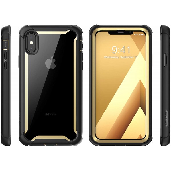 iPhone Xs Max 2018 릴리스용 i-Blason Ares 전신 러기드 클리어 범퍼 케이스, 골드, 6.5\