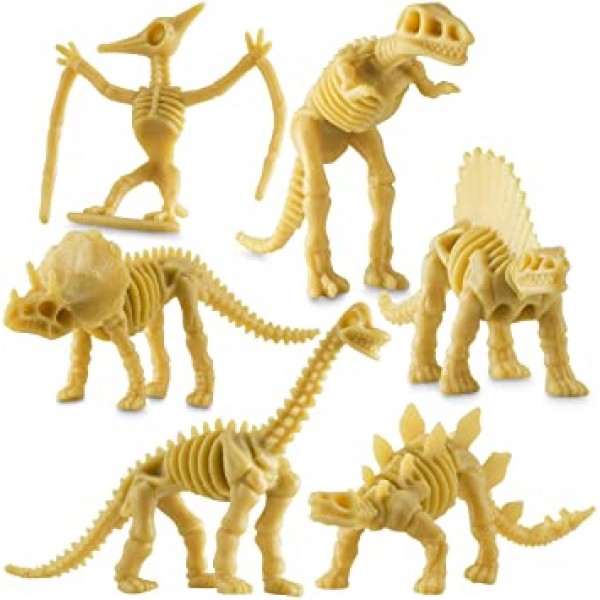 Bedwina Dinosaur Fossil Skeleton (24 Pieces) 모듬 피규어 Dino Bones, 3.7 인치 - 과학 놀이, 공룡 모래 파기, 파티 호의, 장식 및 스타킹 스터퍼용