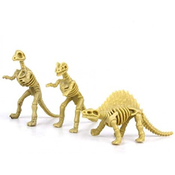 Bedwina Dinosaur Fossil Skeleton (24 Pieces) 모듬 피규어 Dino Bones, 3.7 인치 - 과학 놀이, 공룡 모래 파기, 파티 호의, 장식 및 스타킹 스터퍼용