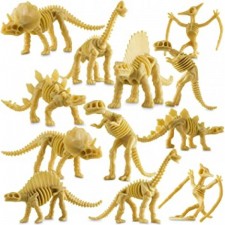 Bedwina Dinosaur Fossil Skeleton (24 Pieces) 모듬 피규어 Dino Bones, 3.7 인치 - 과학 놀이, 공룡 모래 파기, 파티 호의, 장식 및 스타킹 스터퍼용