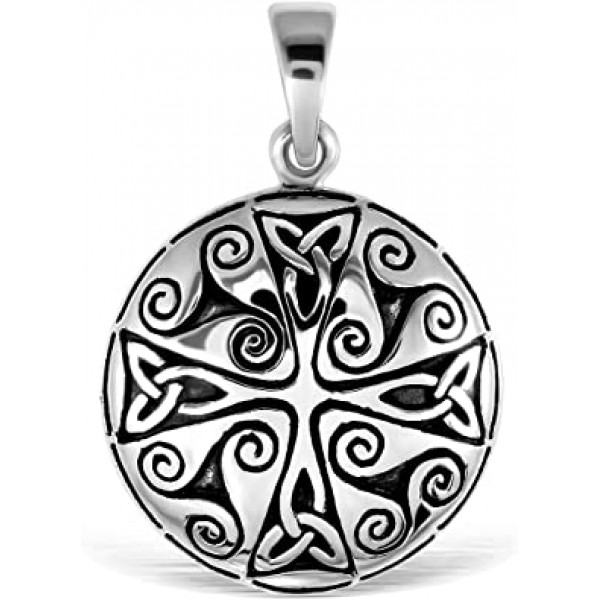 WithLoveSilver 스털링 실버 925 Charm Cross Celtic Knot Triskelion Triquetra 펜던트