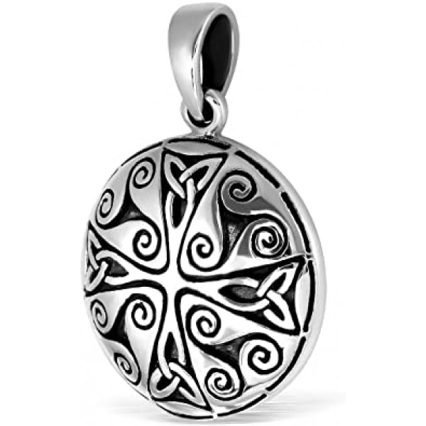 WithLoveSilver 스털링 실버 925 Charm Cross Celtic Knot Triskelion Triquetra 펜던트