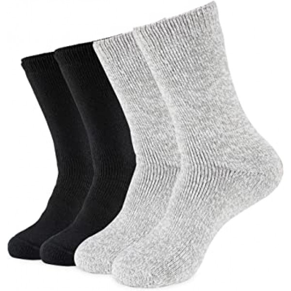 Hot Feet Women\'s 2 Pack Warm Cozy Thermal Socks - 추운 겨울 날씨를 위한 두꺼운 절연 크루, 신발 사이즈 4-10