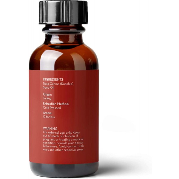 Rosehip 페이셜 오일, 1fl oz - 얼굴, 손톱, 모발 및 피부용 - 냉압착 및 정제되지 않은 모이스처라이징 오일 - By Pure Body Naturals