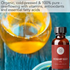 Rosehip 페이셜 오일, 1fl oz - 얼굴, 손톱, 모발 및 피부용 - 냉압착 및 정제되지 않은 모이스처라이징 오일 - By Pure Body Naturals