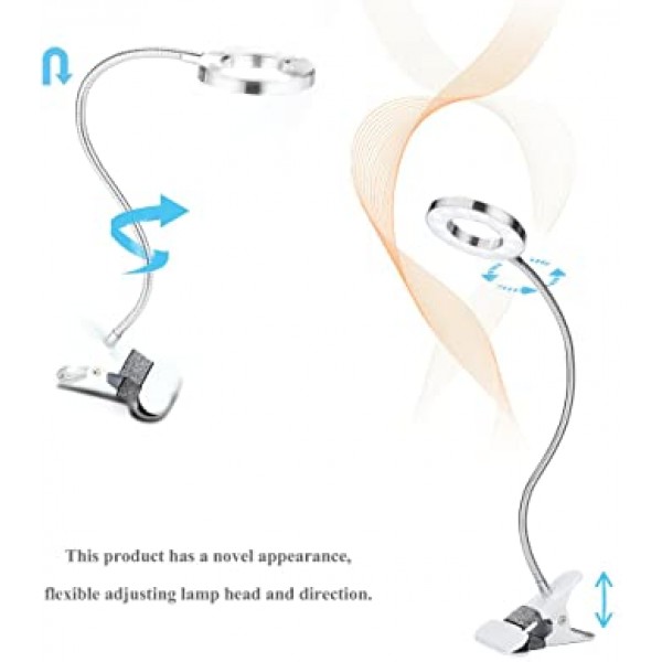 클립이있는 LED 램프 휴대용 USB 데스크탑 조명 감기 따뜻한 조절 조명 눈 보호 읽기 메이크업 페이셜 뷰티 침대 옆 사무실 도서관