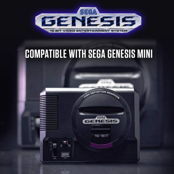 Retro-Bit 공식 Sega Genesis USB 컨트롤러 Sega Genesis Mini, Switch, PC, Mac, Steam, RetroPie, Raspberry Pi용 8버튼 아케이드 패드 - USB 포트 - 블랙