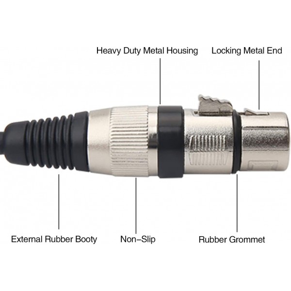 TISINO XLR 암 - 1/4인치(6.35mm) TRS 잭 리드 균형 신호 상호 연결 케이블 XLR - 1/4인치 패치 케이블 - 6.6피트