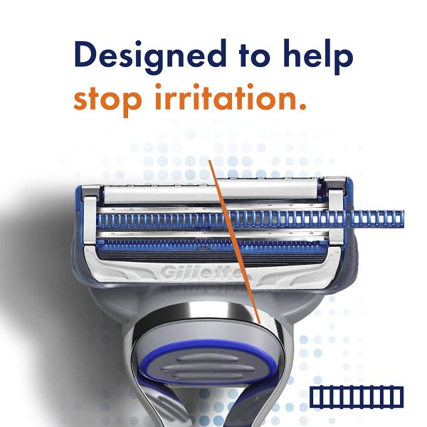 질레트 스킨가드 남성용 면도날 및 면도날, 민감한 피부를 위한 핸들 4개 면도날 리필