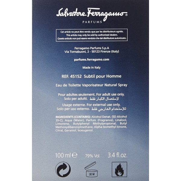 Salvatore Ferragamo 남성용 미묘한 오 드 뚜왈렛 스프레이, 3.4 온스