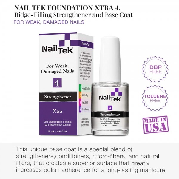 Nail Tek Xtra 4, 약하고 손상된 손톱을 위한 손톱 강화제, 0.5 oz, 1팩