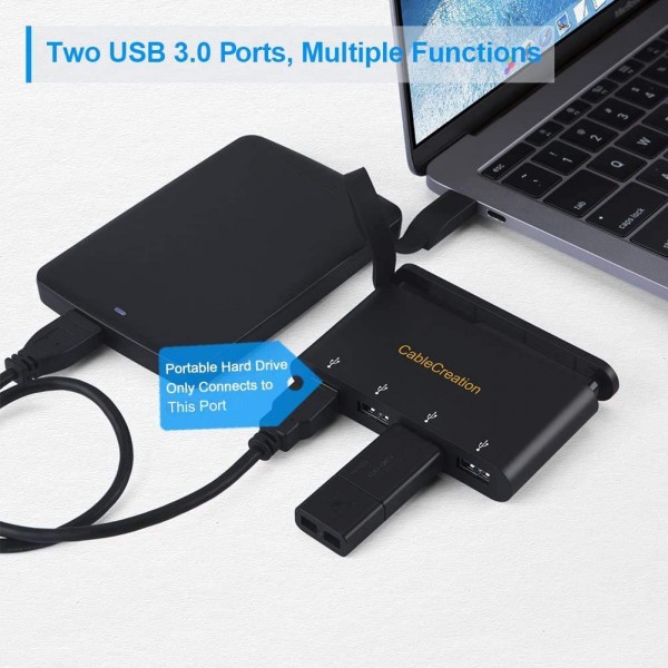 숨겨진 케이블이 있는 CableCreation USB C 허브, MacBook Air 2018, MacBook Pro 2019/2018, Dell XPS 13, 블랙과 호환 가능